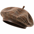 Berretto basco taglia unica in tessuto effetto tweed marrone stile classico