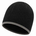 Berretto a coste taglia unica in maglia nero grigio - stile casual per uso quotidiano