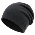 Berretto beanie taglia unica in maglia nero unisex a coste