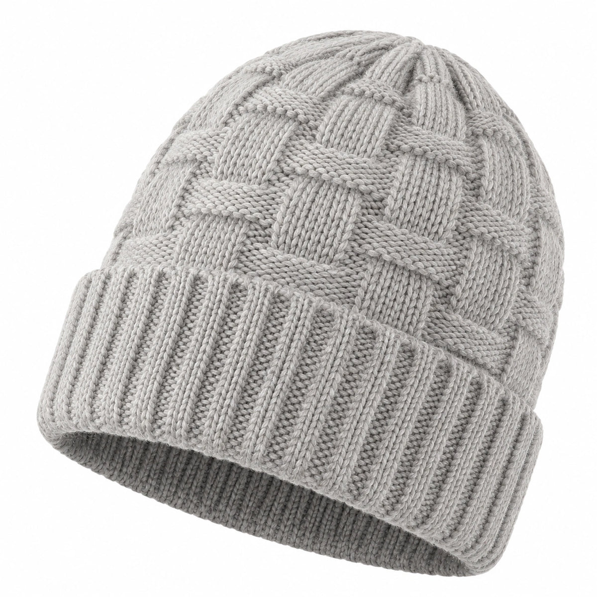 Cappello in maglia grigio taglia unica con risvolto per uso quotidiano