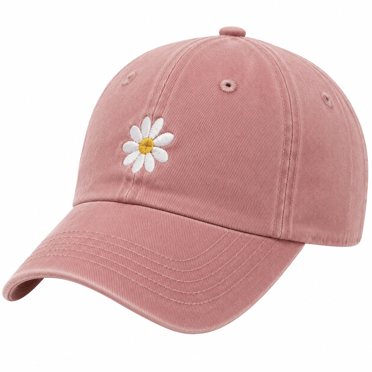 Cappellino da baseball taglia unica in tessuto rosa con visiera curva e ricamo floreale