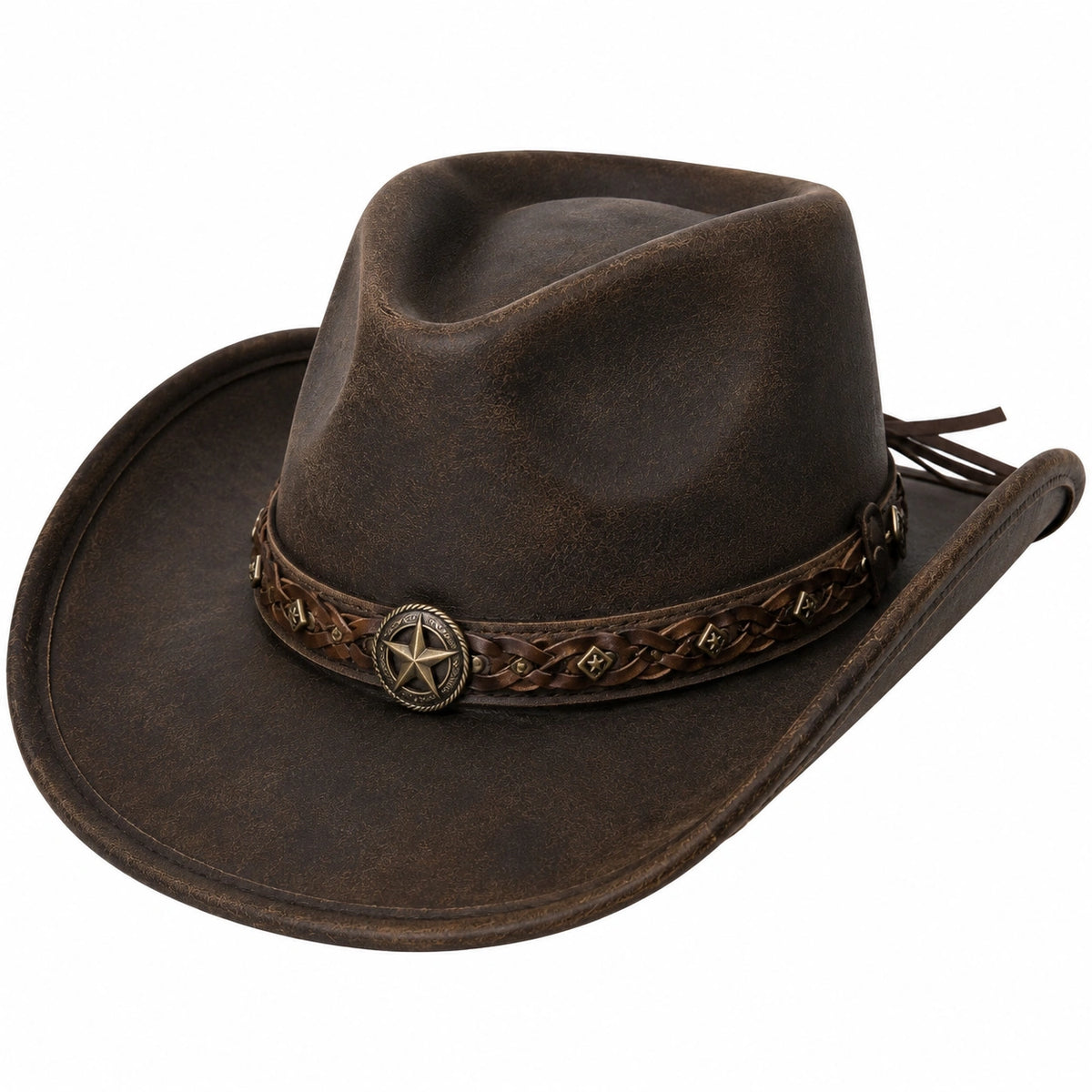 Cappello da cowboy taglia unica in similpelle marrone per uso quotidiano stile western