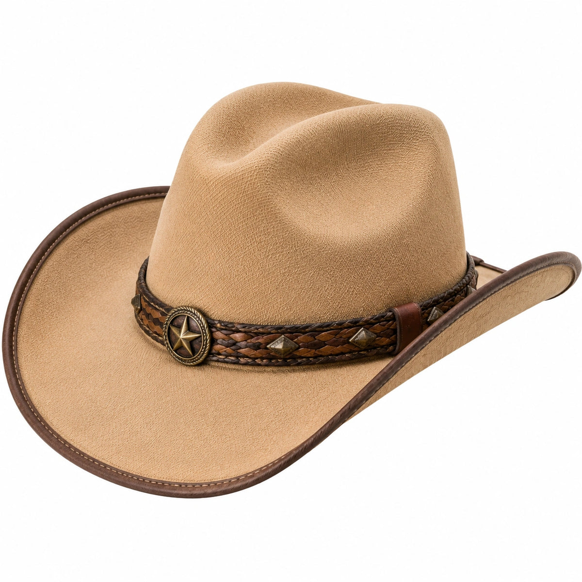 Cappello cowboy taglia unica beige in materiale sintetico stile western