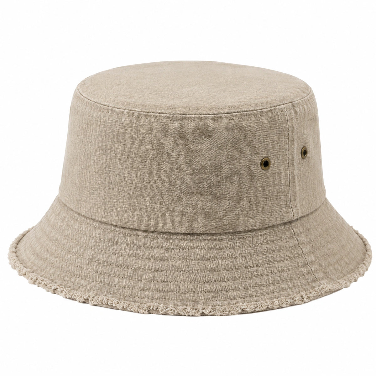 Cappello pescatore taglia unica in cotone beige con tesa frangiata
