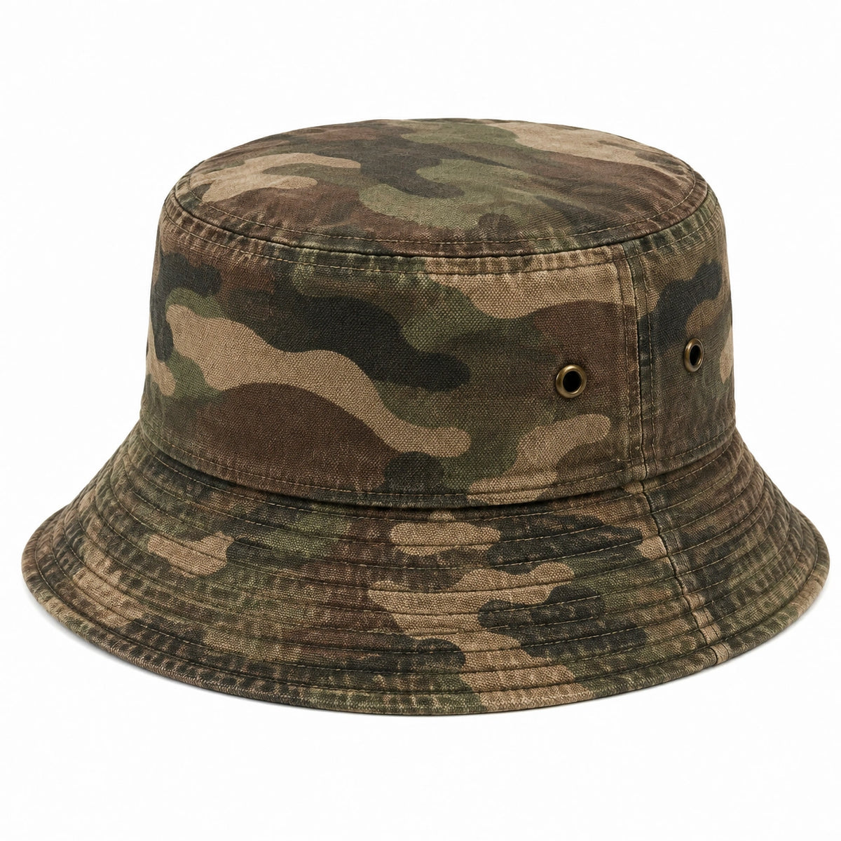 Cappello pescatore taglia unica in tessuto mimetico verde - tesa morbida stile casual