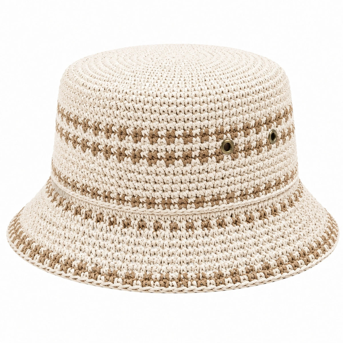 Cappello da pescatore taglia unica in fibra intrecciata beige/marrone stile casual