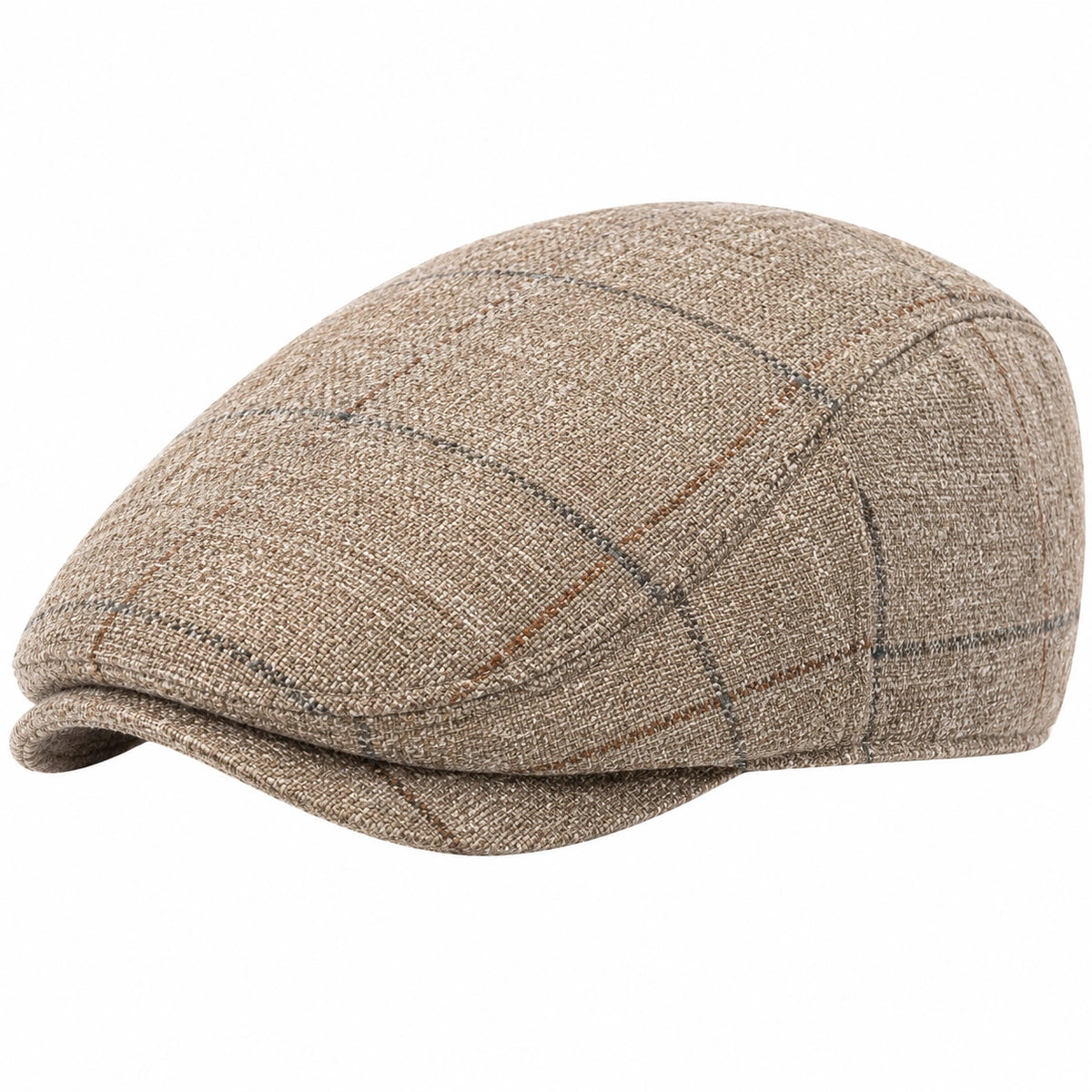 Coppola taglia unica in tessuto beige a quadri stile classico