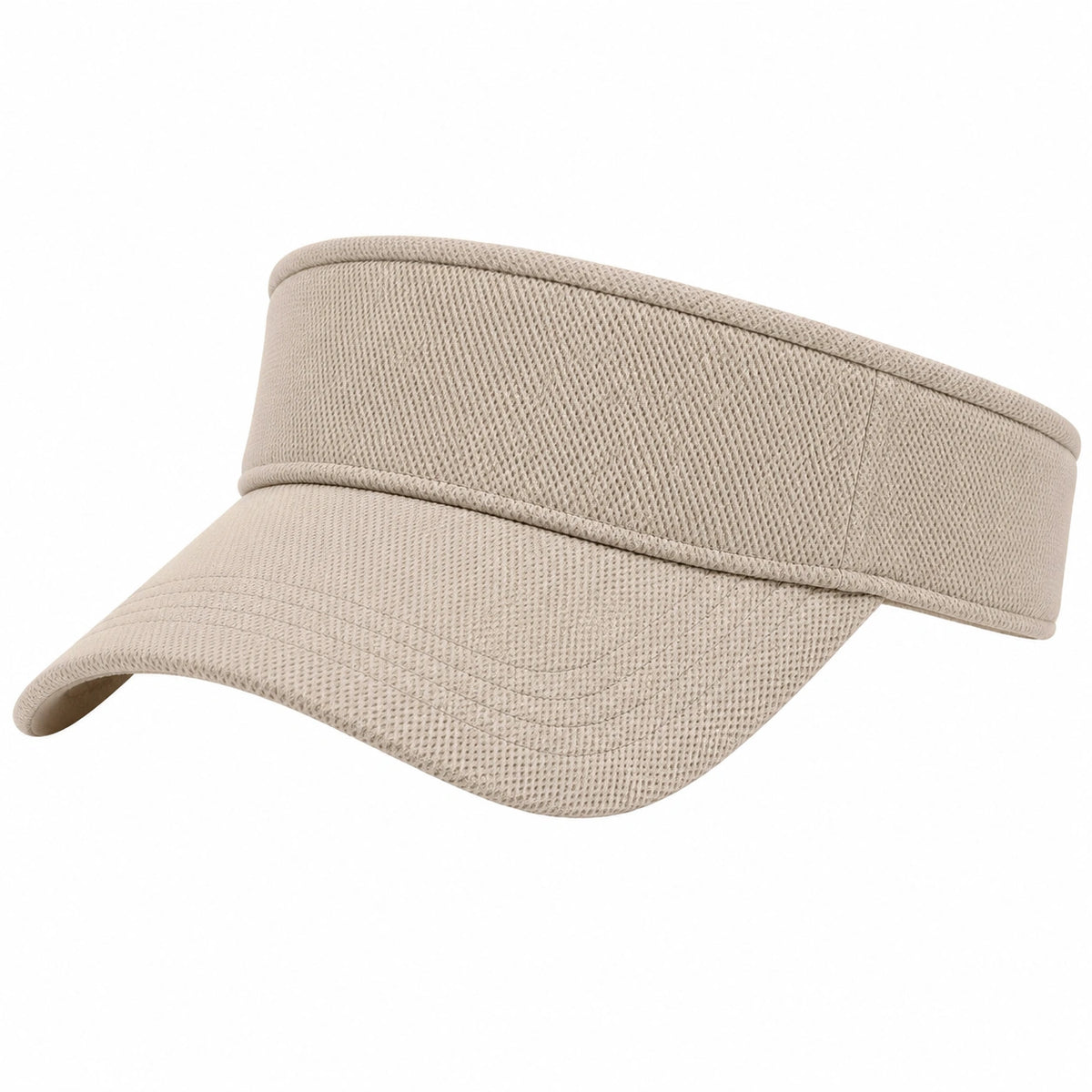 Visiera taglia unica in tessuto beige con fascia ampia e tesa curva